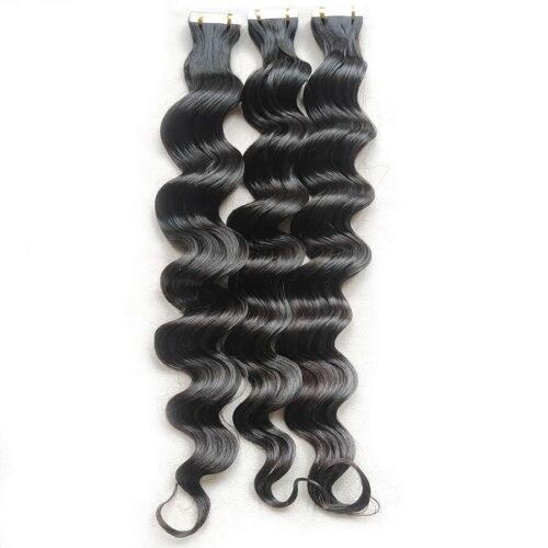Tape Ins Hair Extensions Loose Deep Wave Tape Ins Natural Color 20pcs 50g/package Wholesale Price 15 tape ins loose deep wave hair