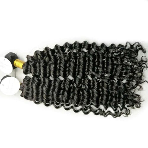 Alternative view of Full End Brazilian Remy Hair Deep Wave Weave Natural Black 1 Bundle Deal