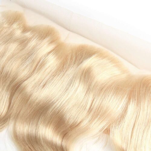 13×4 Transparent Lace Blonde Frontal Bleached Virgin Hair Body Wave Blonde Color 613# 9 blonde frontal body wave