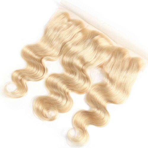 13×4 Transparent Lace Blonde Frontal Bleached Virgin Hair Body Wave Blonde Color 613# 11 blonde frontal