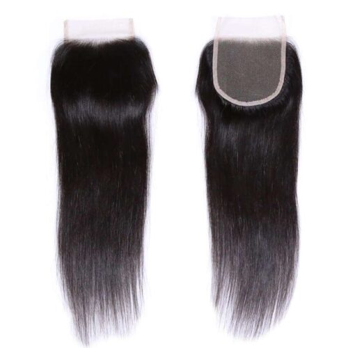 Transparent Lace Closure Remy Hair Straight Closure Pre-plucked Baby Hair 7 remy hair straight closure