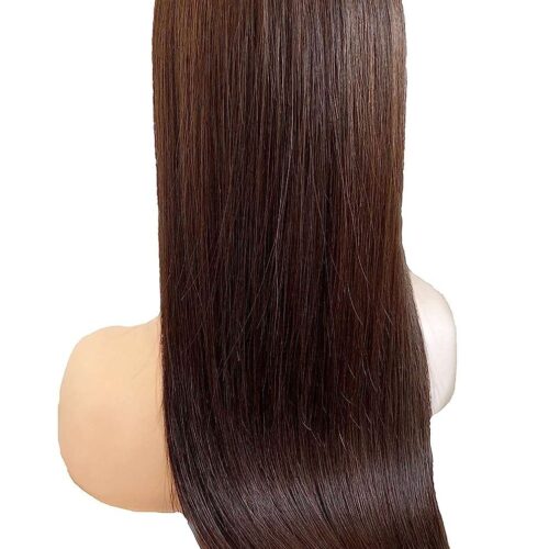 human hair topper silk top dark brown