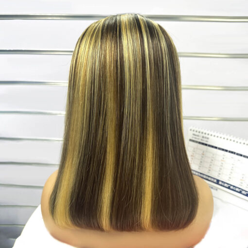 brown wig with blonde highlights bob wig