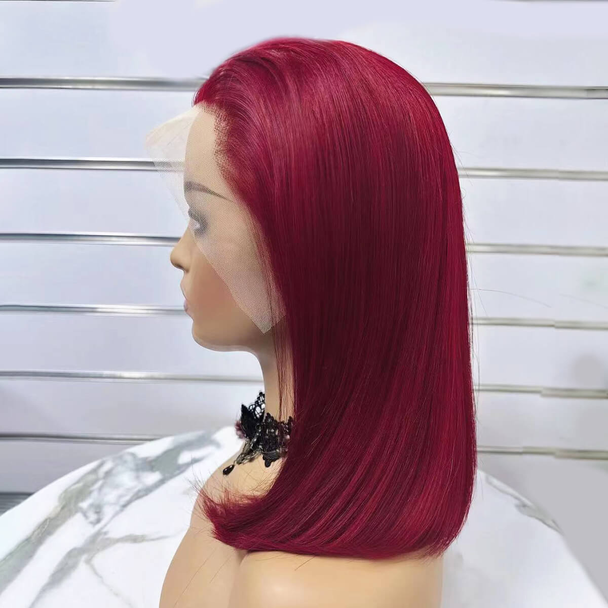 burgundy wig lace front bob wig human hair