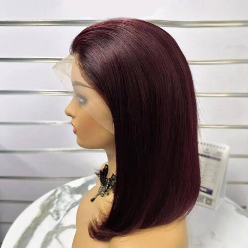 dark burgundy red hair wigs lace front bob wig
