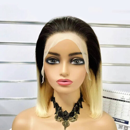 short blonde wig human hair bob wig 13x4 lace front wig