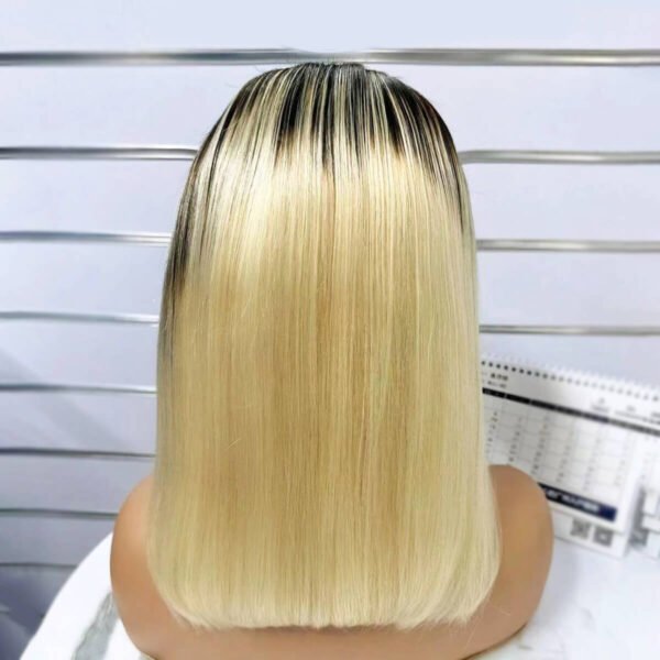 ombre blonde wig black roots 1b 613 bob wig