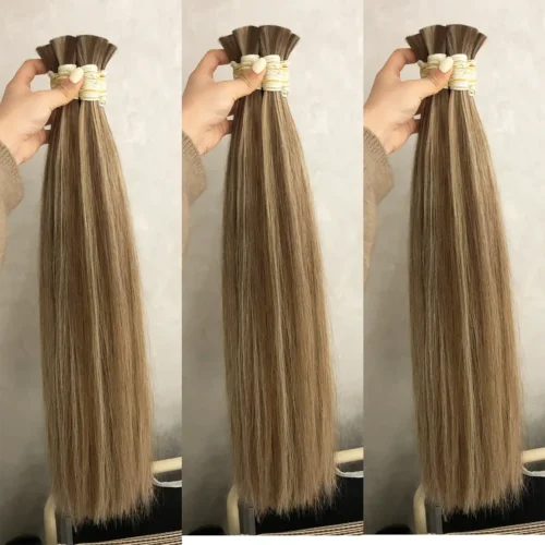 Bulk Hair Extensions Cuticle Aligned Remy Hair Various Colors Available 7 highlight bulk hair