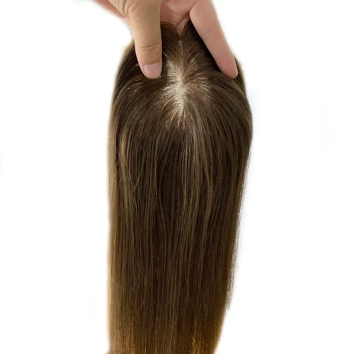 3x5 Silk Base Human Hair Topper – Dark Brown (#2), 100% Virgin Hair for Thinning Hair 5 3x5 Silk Base Hair Topper Virgin Hair