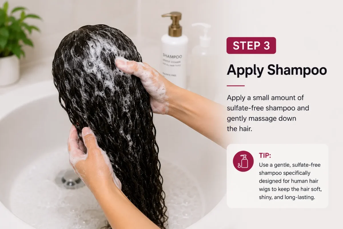 apply shampoo to the hair