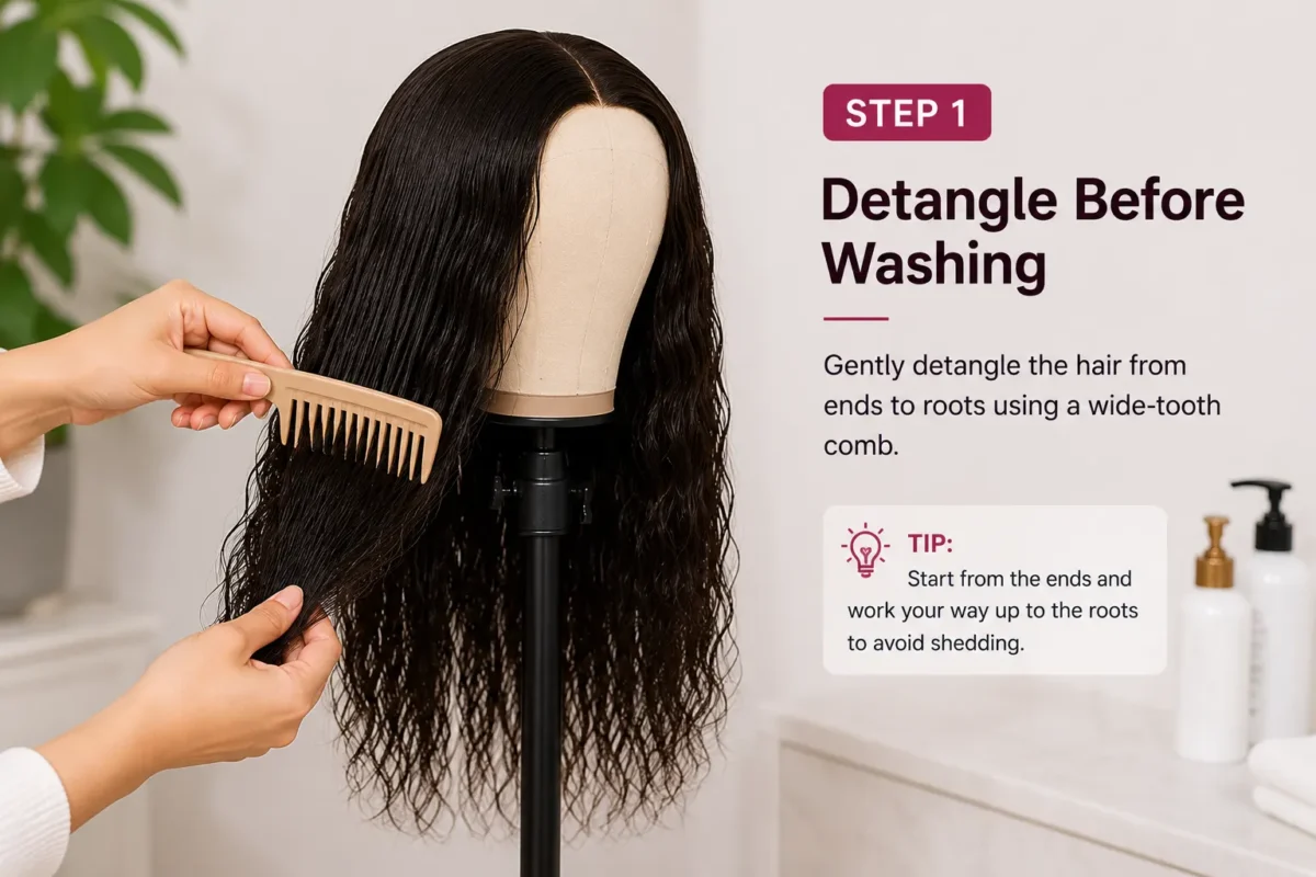 detangle hair before washing 