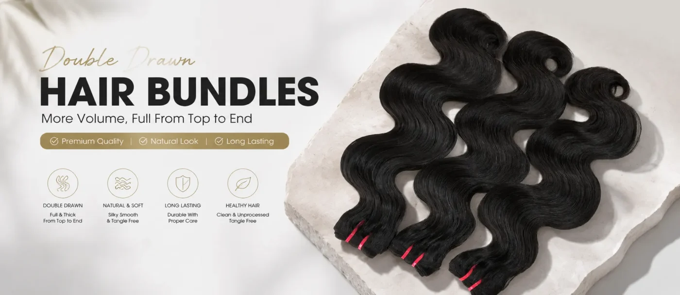 double drawn hair bundles