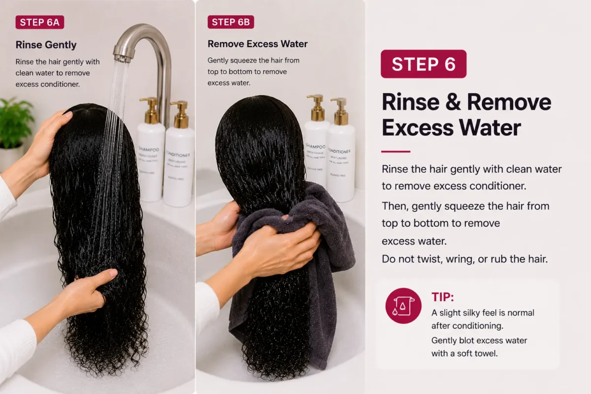 rinse and remove excess water